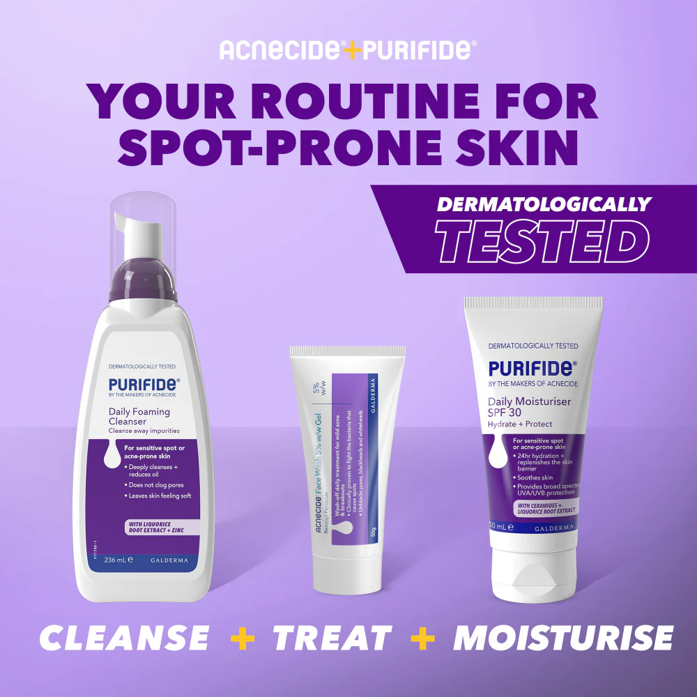 Acnecide + Purifide Purifide Face Wash Spot Treatment with Benzoyl Peroxide Twin Pack 2 x 50g - Image 5