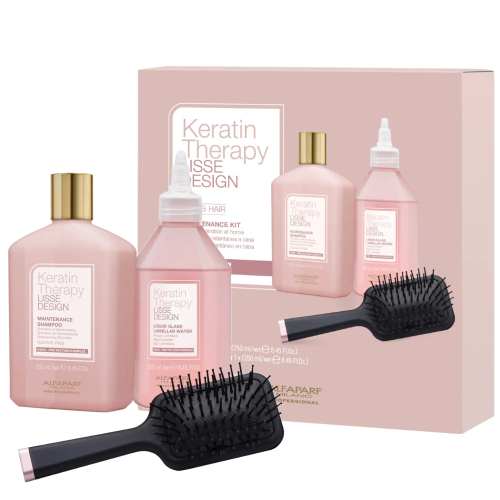 Alfaparf Milano Keratin Therapy Lisse Design Maintenance Kit with Shampoo & Lamellar Water