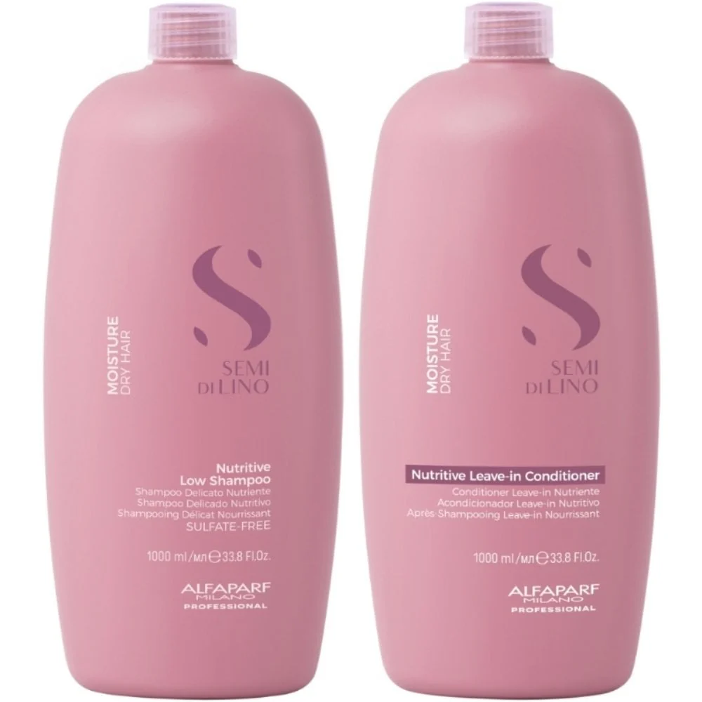 Alfaparf Milano Semi Di Lino Moisture Nutritive Shampoo & Conditioner Twin 2 x 1000ml - Image 2