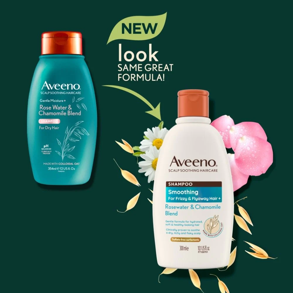 Aveeno Smoothing+ Rose Water & Chamomile Blend Shampoo 300ml - Image 5