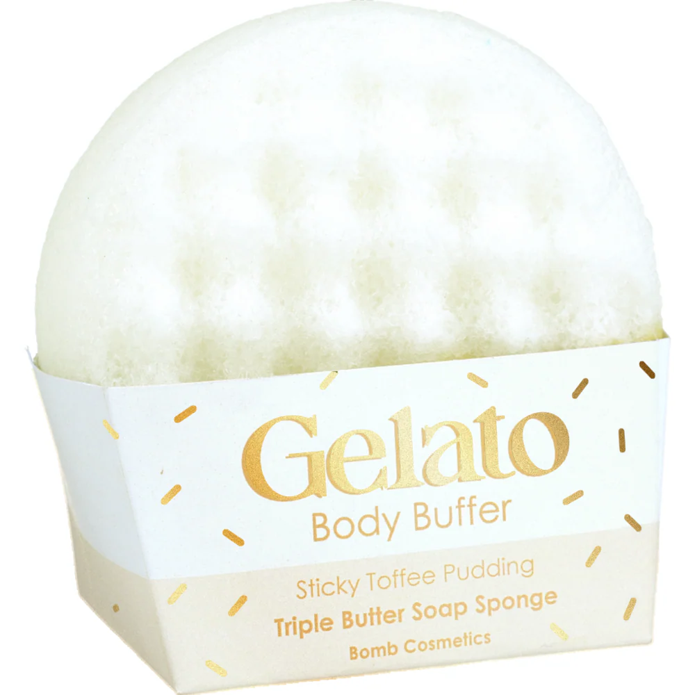 Bomb Cosmetics Sticky Toffee Pudding Triple Butter Gelato Body Buffer Shower Sponge