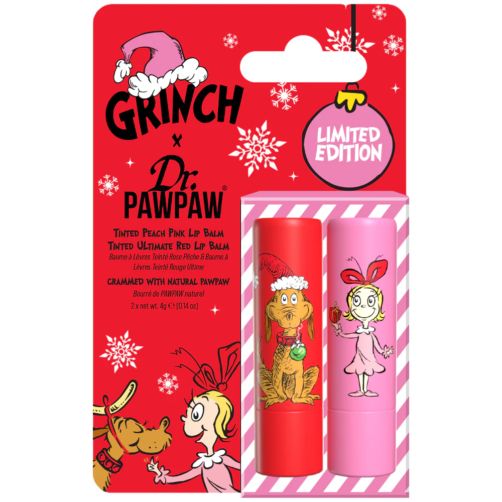 Dr. PawPaw X The Grinch Peach Pink & Ultimate Red Lip Balm Duo