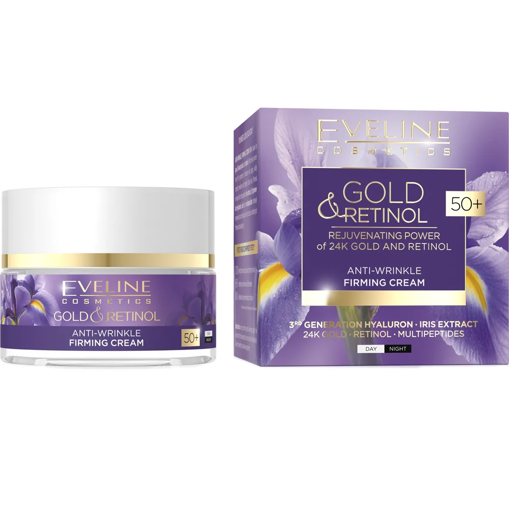 Eveline Cosmetics Gold & Retinol Anti-Wrinkle Firming Day & Night Cream 50+ 50ml - Image 2