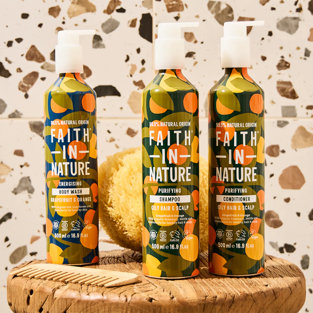 Faith In Nature Grapefruit & Orange Shampoo & Conditioner Aluminium Bottle Twin 2 x 500ml - Image 4