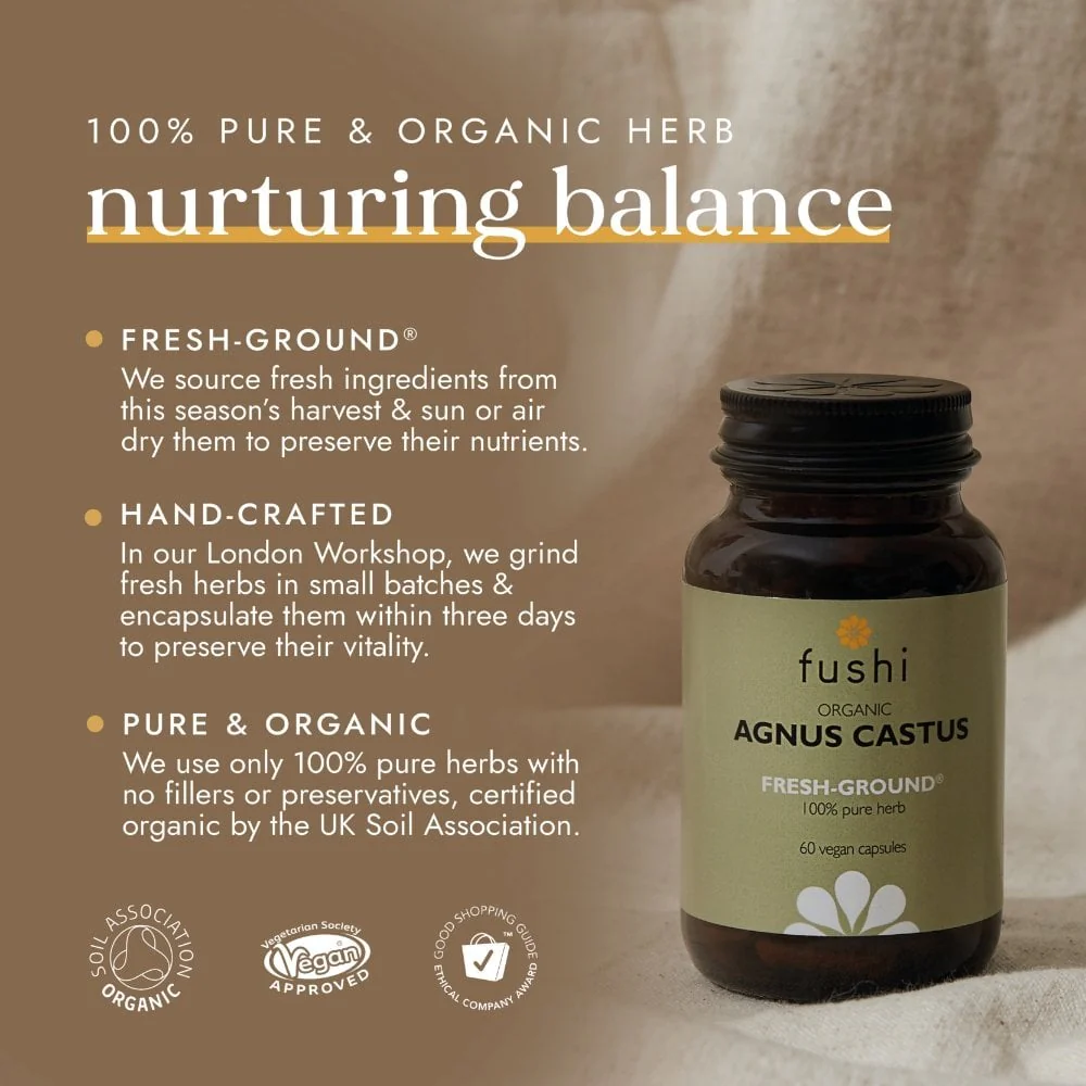 Fushi Organic Agnus Castus Chaste Tree 60 Vegan Capsules - Image 2