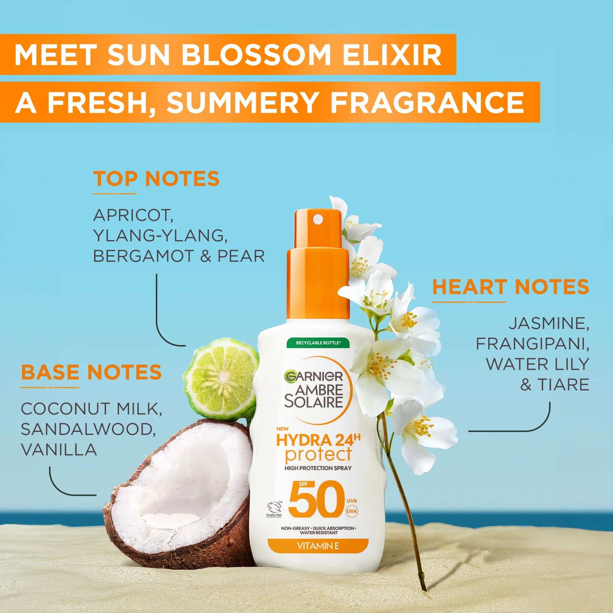 Garnier Ambre Solaire Hydra 24H Protect Sun Cream Spray SPF50 175ml - Image 6