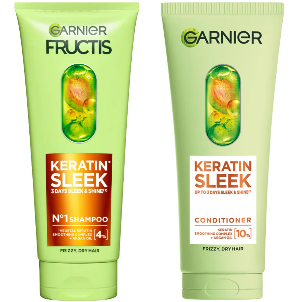 Garnier Fructis Keratin Sleek No. 1 Shampoo & Conditioner Twin 2 x 200ml