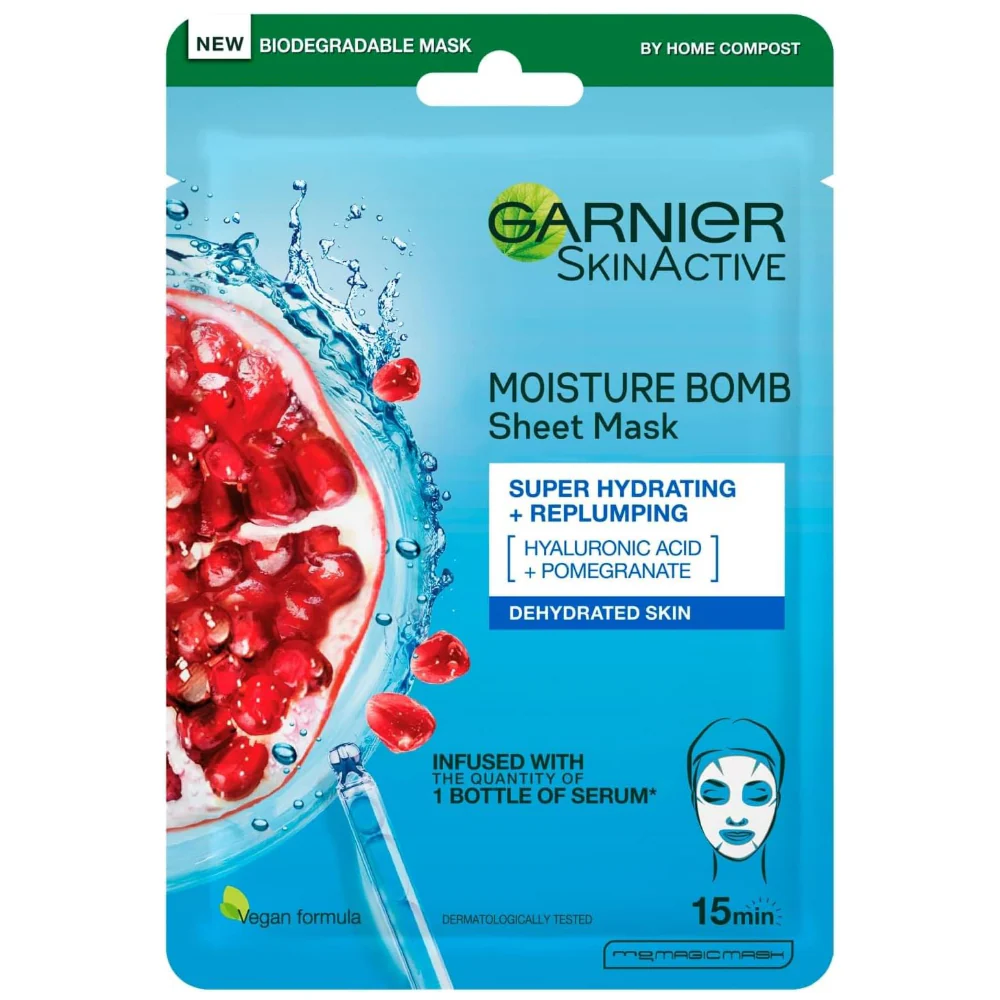Garnier Skin Active Moisture Bomb Pomegranate & Hyaluronic Acid Sheet Mask 28g