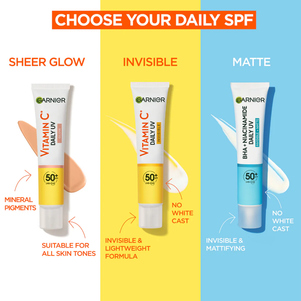 Garnier Skin Active Vitamin C* Daily UV Invisible Brightening Fluid SPF50+ 40ml - Image 6
