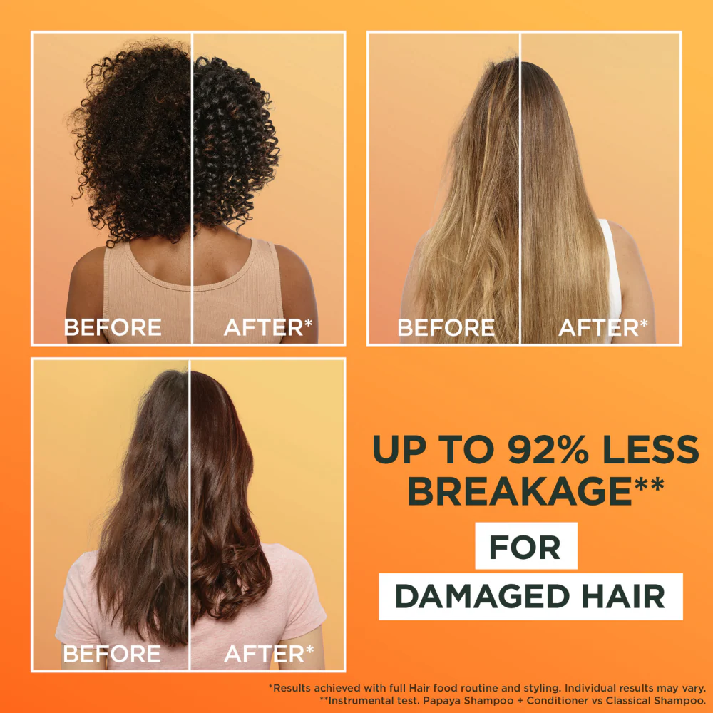 Garnier Ultimate Blends Papaya Hair Food Repairing Shampoo 350ml - Image 2