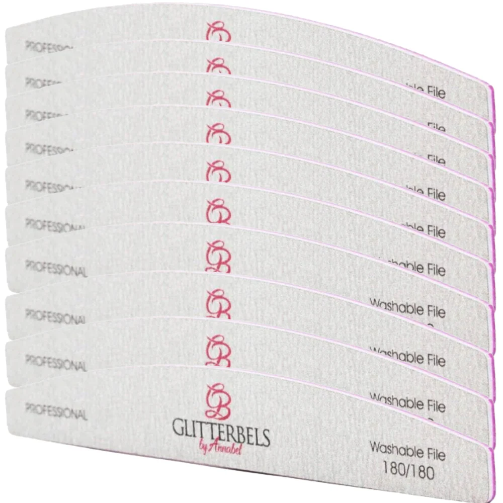 Glitterbels Nail File 180/180 Grit Pack of 10