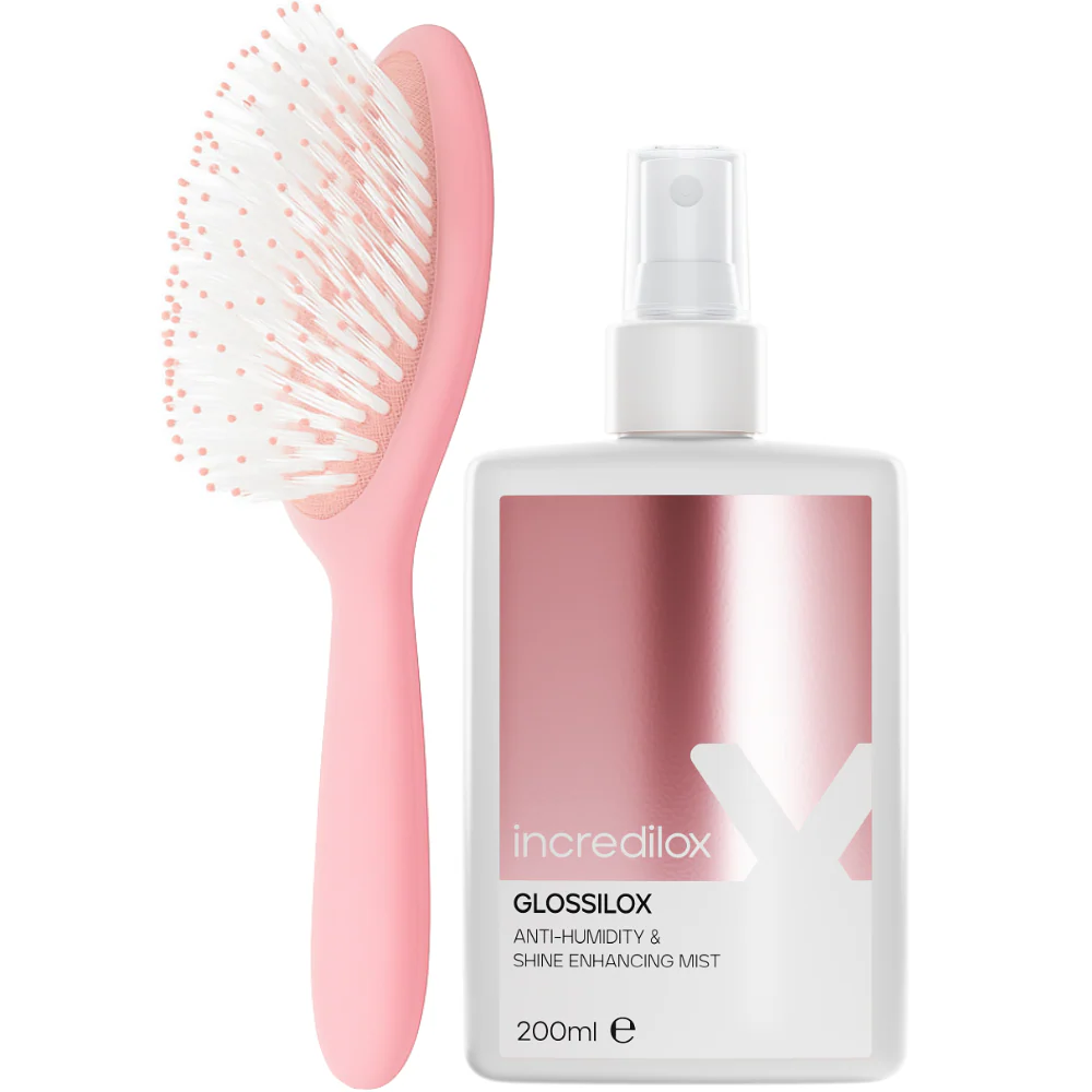 Incredilox Glossilox Anti-Humidity & Shine Enhancing Mist 200ml & Detangling Brush Duo