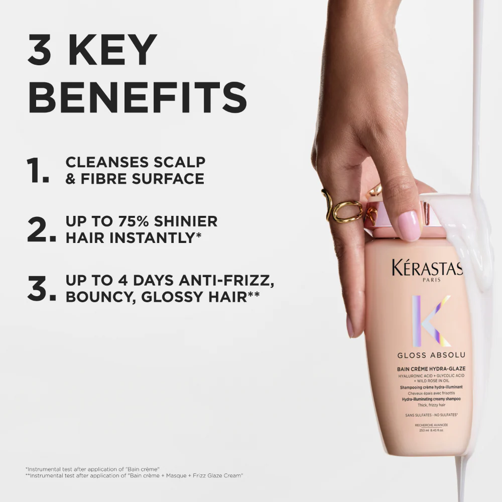 Kérastase Gloss Absolu Bain Crème Hydra-Glaze Hydra-Illuminating Creamy Shampoo Refill Pouch 500ml - Image 2