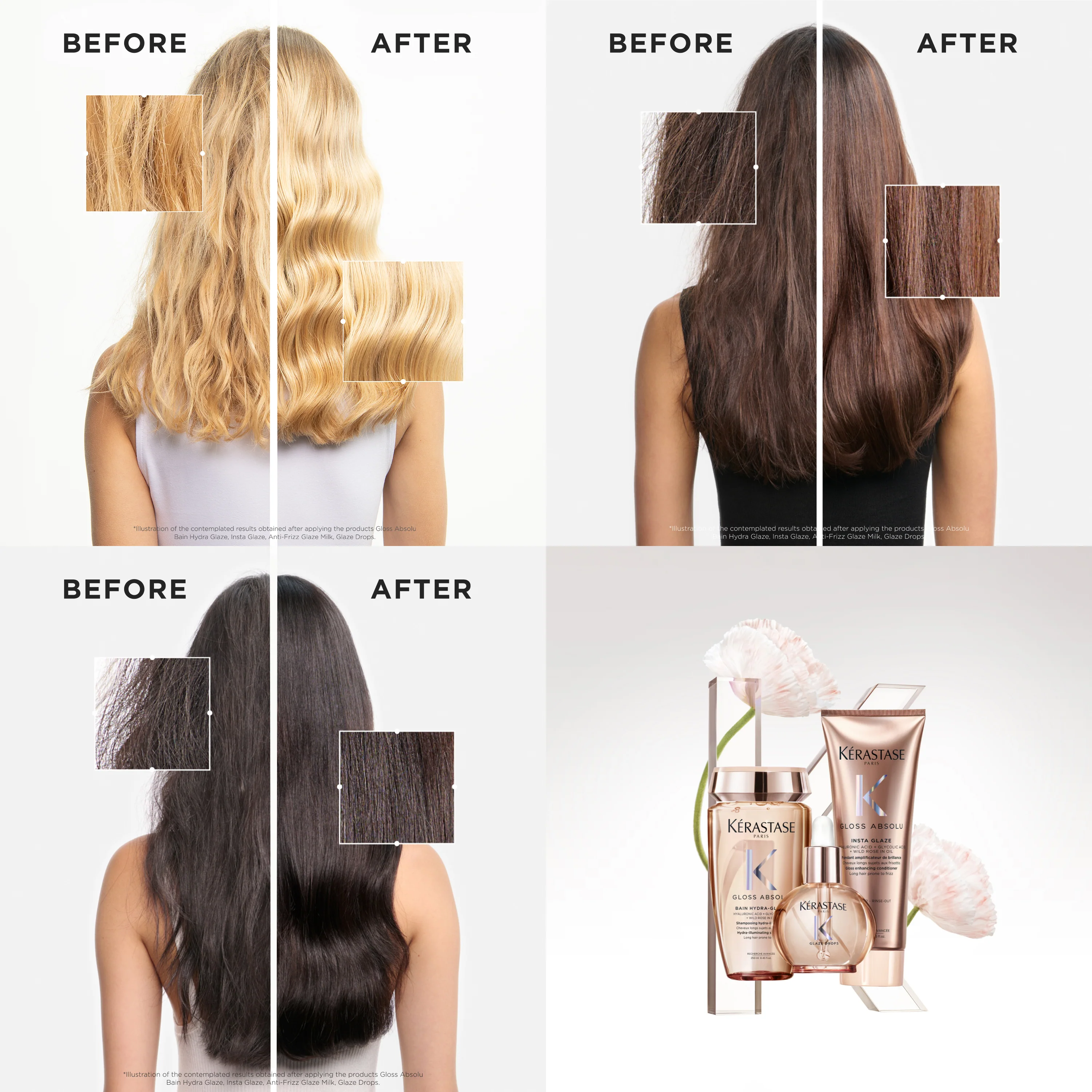 Kérastase Gloss Absolu Bain Hydra-Glaze Hydra-Illuminating Shampoo 250ml & Glaze Drops Hair Oil 45ml Twin - Image 3