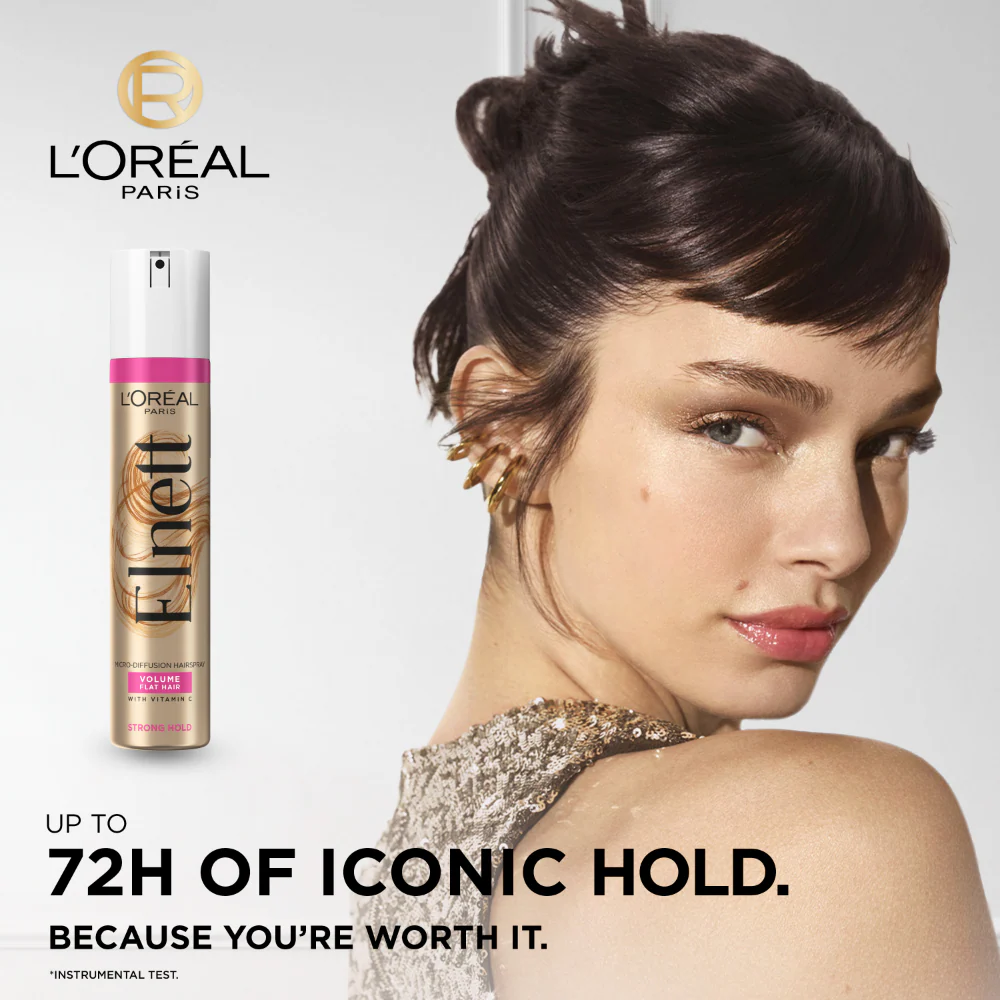 L'Oreal Paris Elnett Strong Hold Volume Hairspray for Flat Hair 400ml - Image 2