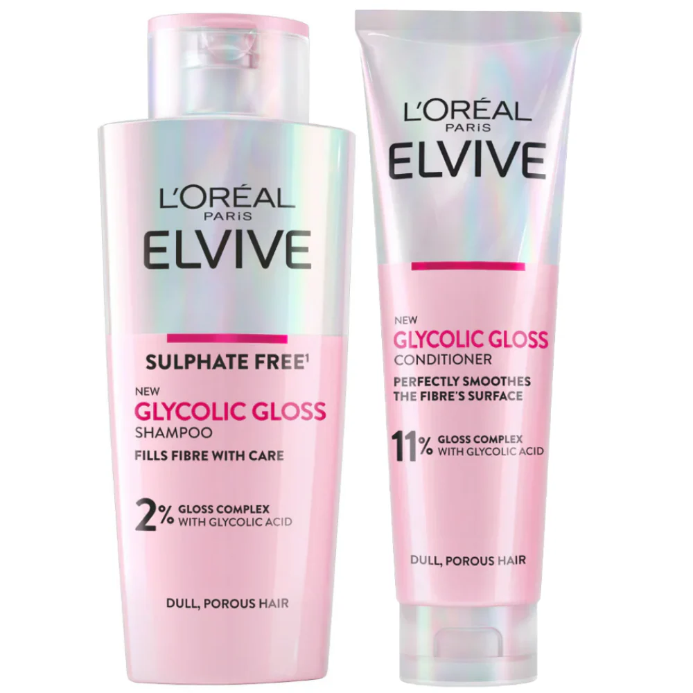 L'Oreal Paris Elvive Ultimate Glycolic Gloss Shampoo 200ml & Conditioner 150ml Twin
