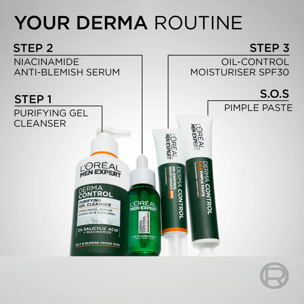 L'Oreal Paris Men Expert Derma Control Purifying Gel Cleanser 260ml - Image 5