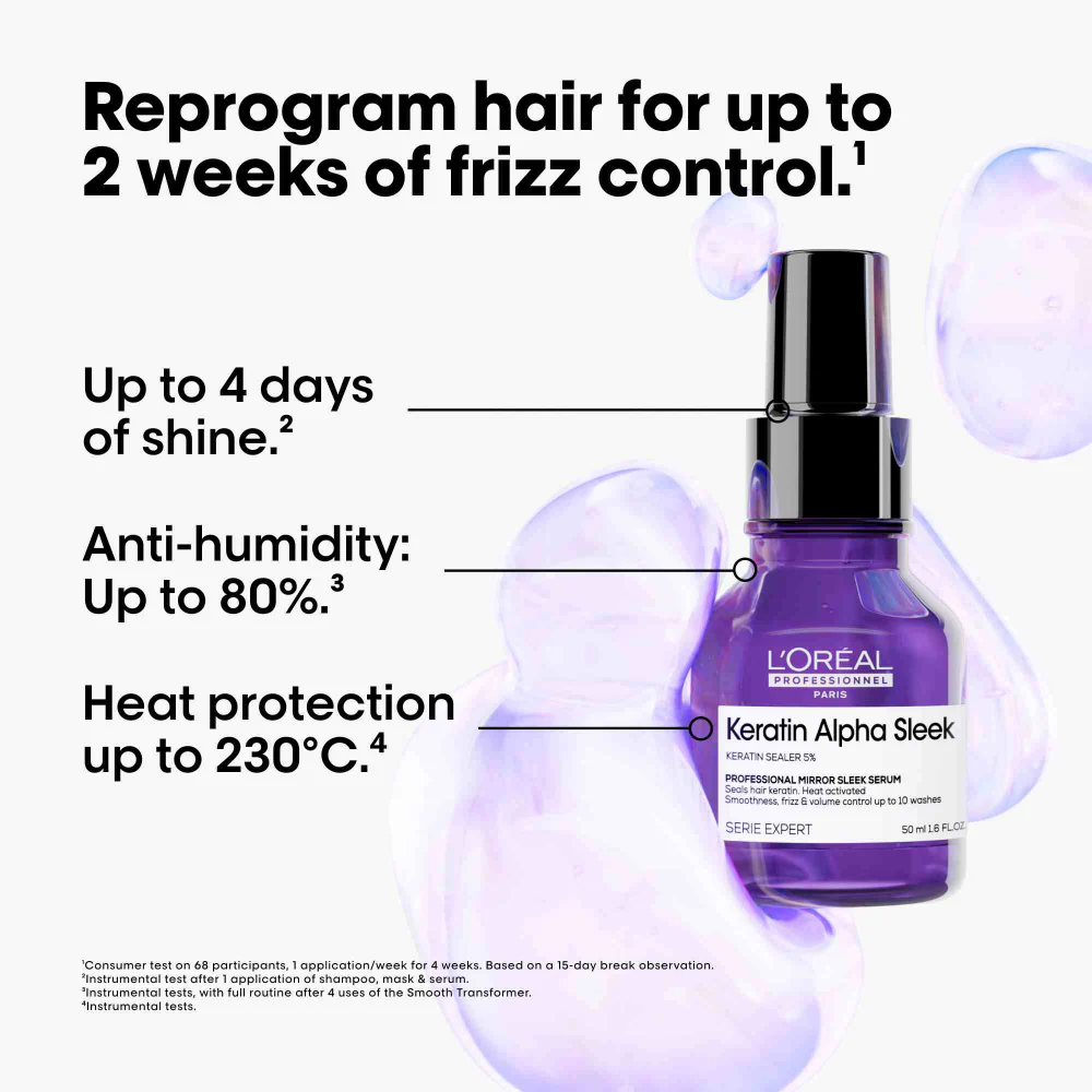L'Oreal Professionnel Serie Expert Keratin Alpha Sleek Shampoo 300ml, Hair Mask 250ml & Hair Serum 50ml Trio - Image 4
