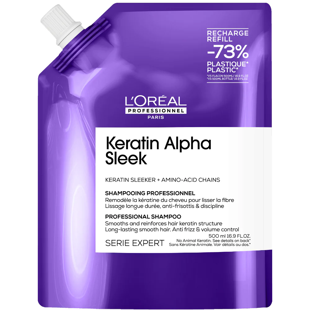 L'Oreal Professionnel Serie Expert Keratin Alpha Sleek Shampoo Refill Pouch 500ml