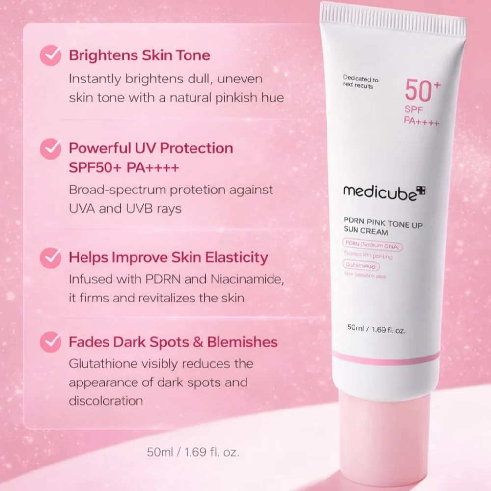 Medicube PDRN Pink Tone Up Sun Cream PA++++ SPF50+ 50ml - Image 5