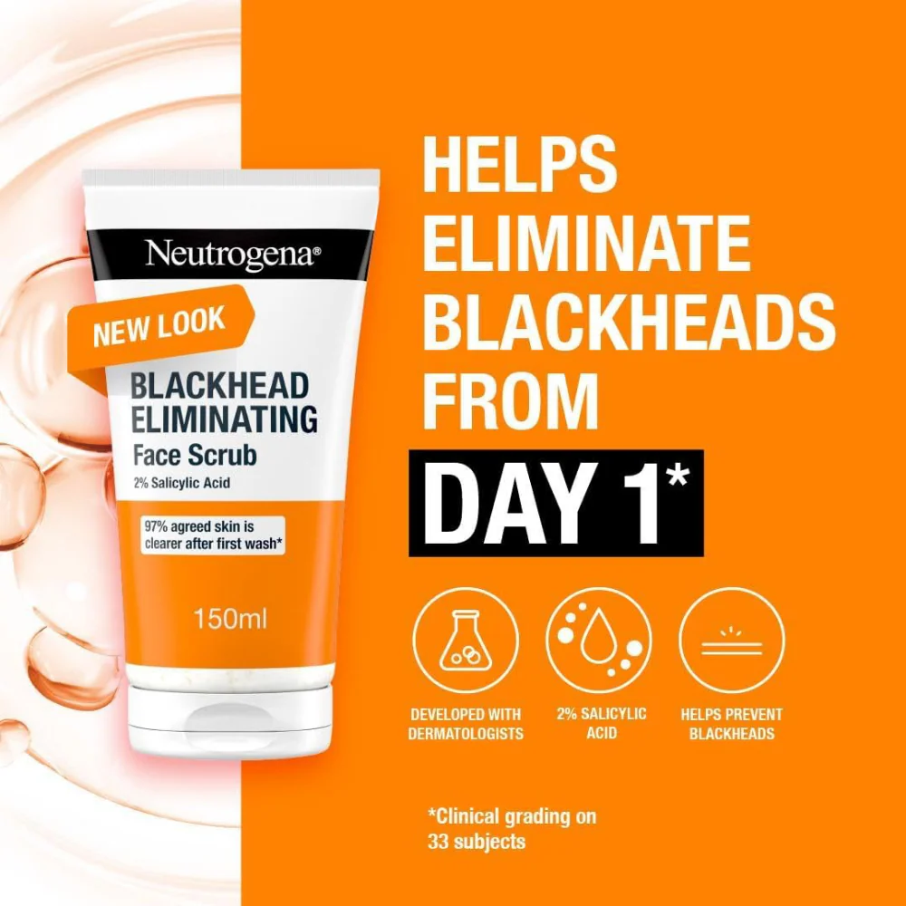Neutrogena Blackhead Eliminating Facial Scrub 150ml - Image 3