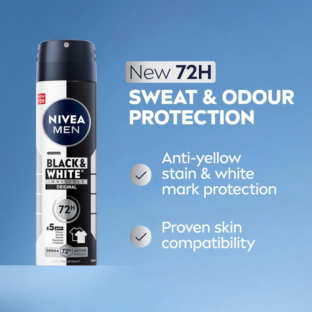 Nivea Men Black & White Original 72h Anti-Perspirant Deodorant Spray 250ml - Image 5