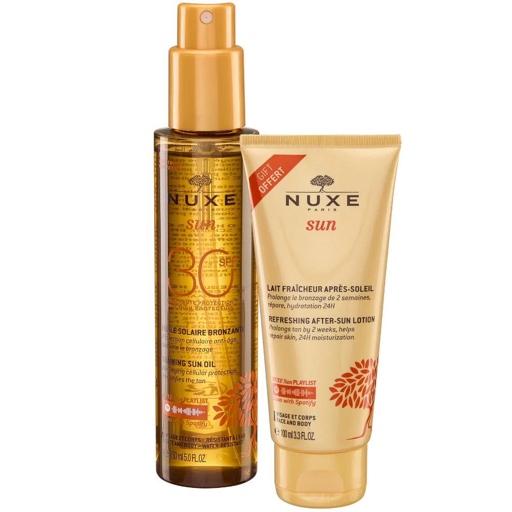 Nuxe Tanning Oil Spray SPF30 150ml & Refreshing After Sun Lotion 100ml Duo