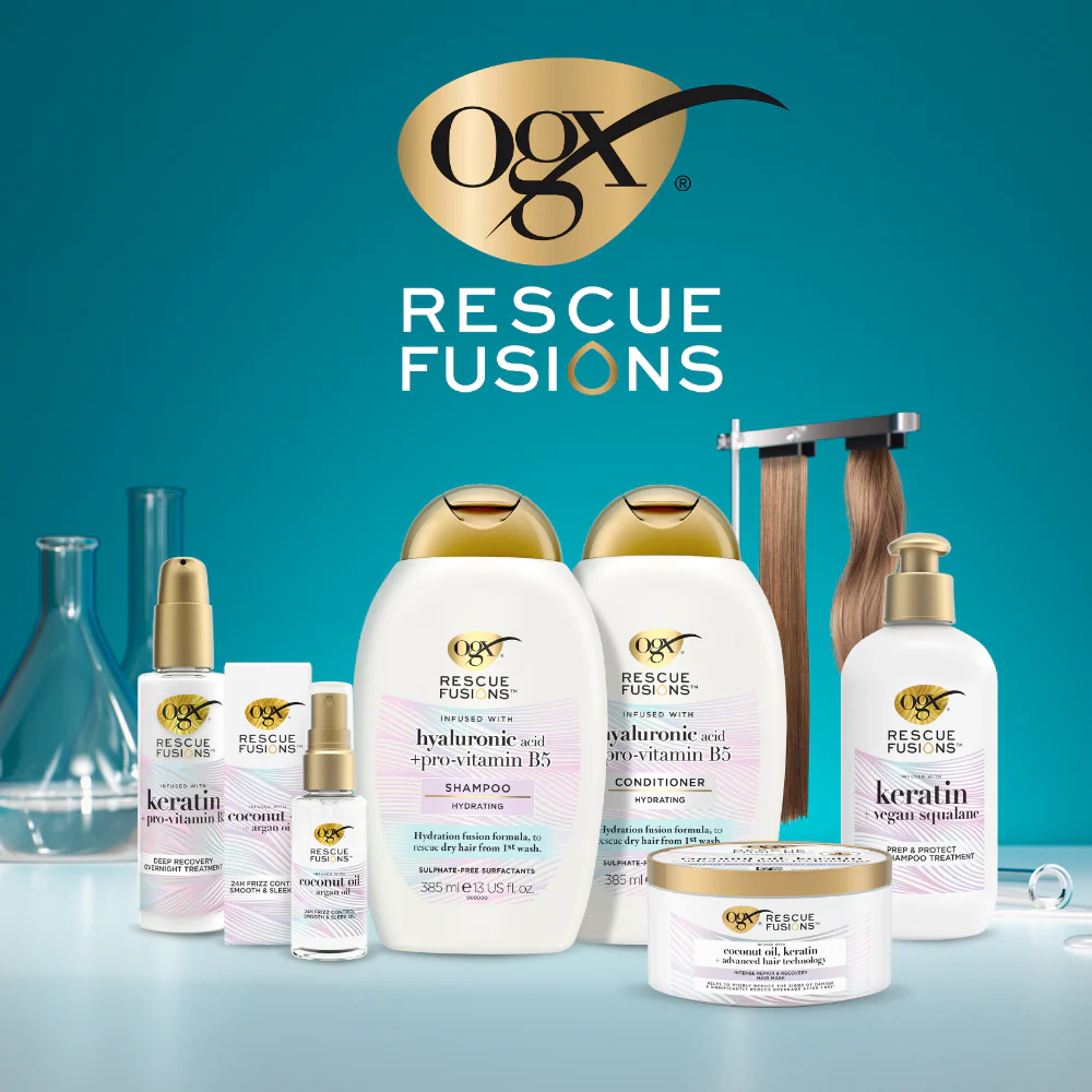 OGX Rescue Fusions Hyaluronic Acid & Pro-Vitamin B5 Hydrating Shampoo 385ml - Image 3