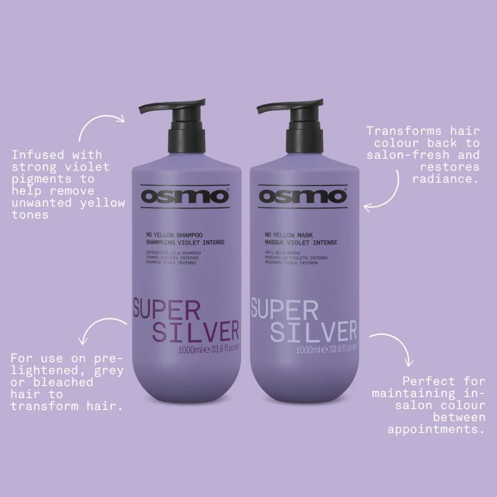 Osmo Super Silver No Yellow Shampoo & Mask Twin 2 x 1000ml - Image 2