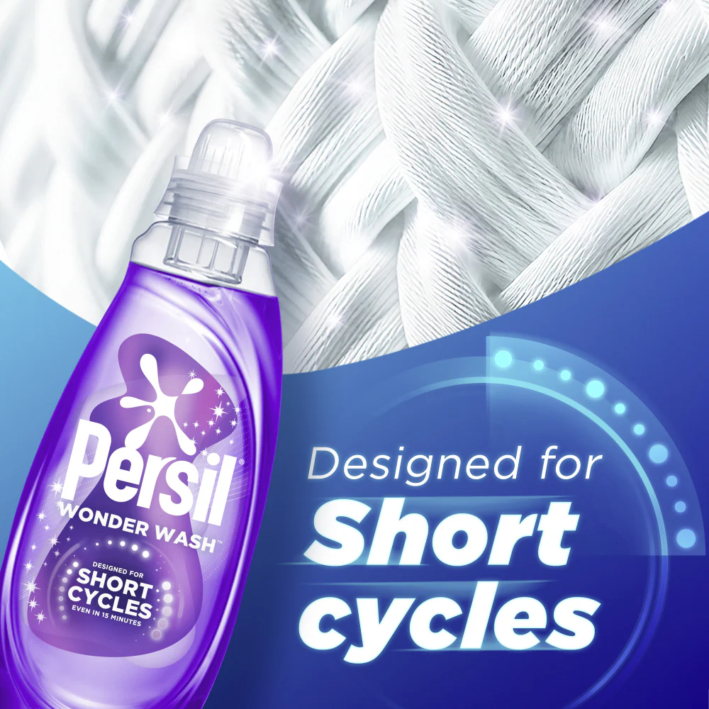 Persil Wonder Wash Dazzling White Bio Liquid Laundry Detergent 31 Washes 837ml - Image 3