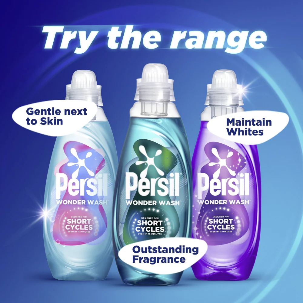 Persil Wonder Wash Dazzling White Bio Liquid Laundry Detergent 55 Washes 1485ml - Image 7