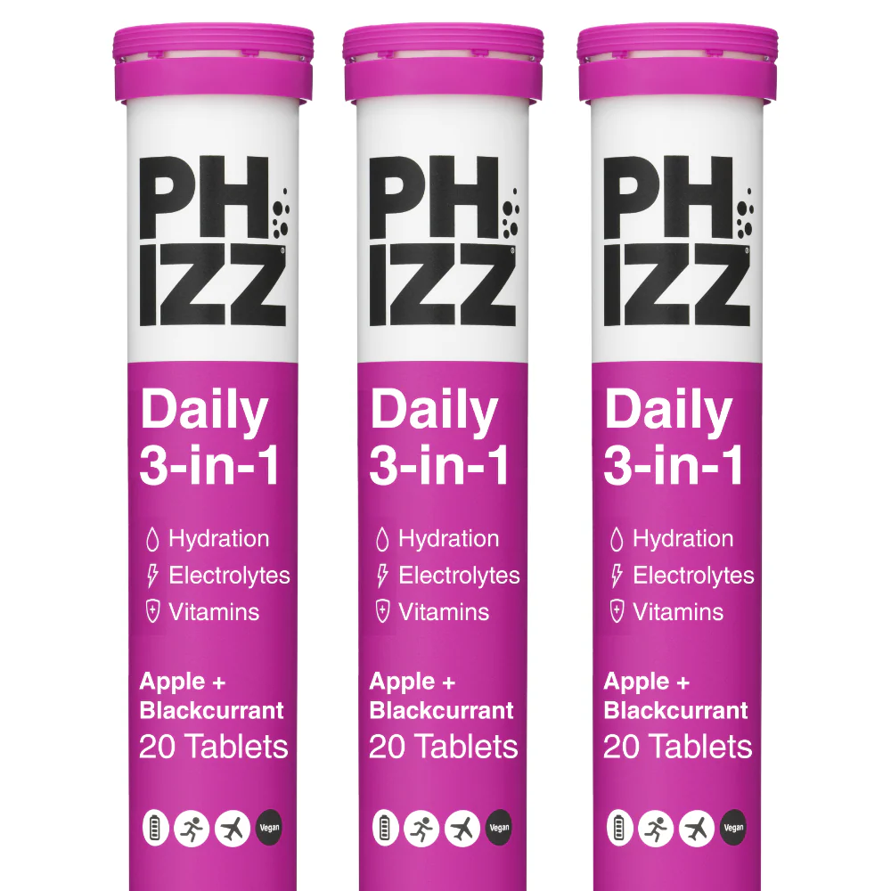 Phizz Daily 3-in-1 Hydration, Electrolytes &Vitamins Effervescent Tablets Apple & Blackcurrant 60 Tablets