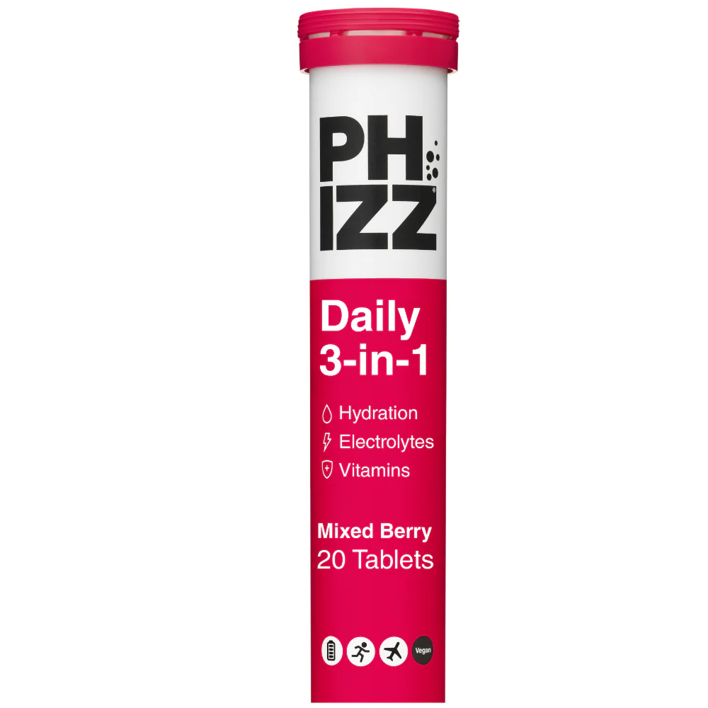Phizz Daily 3-in-1 Hydration, Electrolytes & Vitamins Effervescent Tablets Mixed Berry 20 Tablets