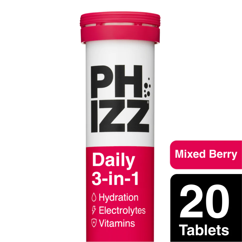 Phizz Daily 3-in-1 Hydration, Electrolytes & Vitamins Effervescent Tablets Mixed Berry 20 Tablets - Image 2