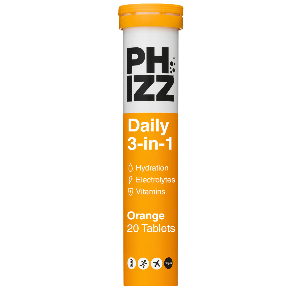 Phizz Daily 3-in-1 Hydration, Electrolytes & Vitamins Effervescent Tablets Orange 20 Tablets
