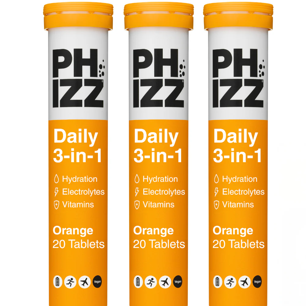Phizz Daily 3-in-1 Hydration, Electrolytes & Vitamins Effervescent Tablets Orange 60 Tablets