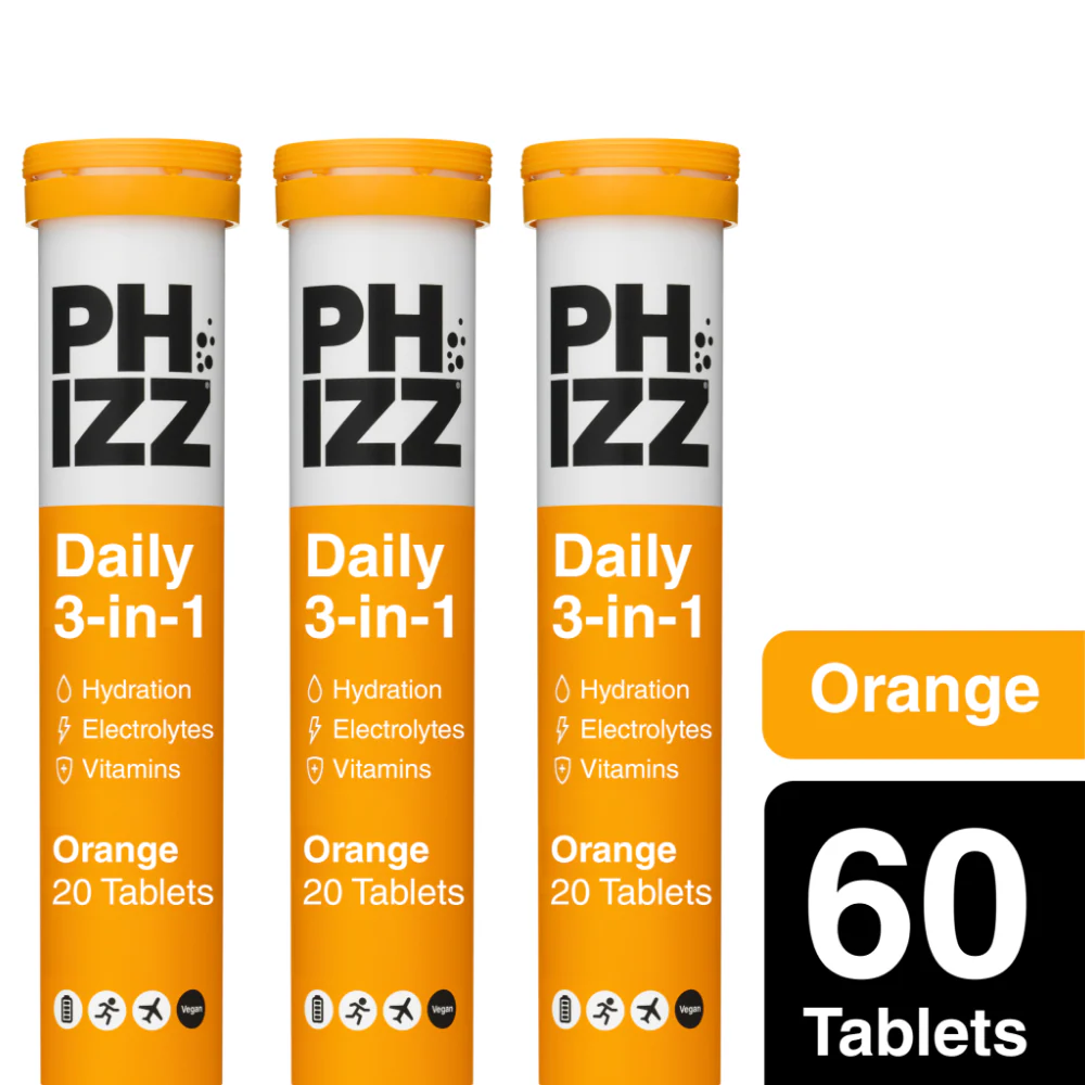 Phizz Daily 3-in-1 Hydration, Electrolytes & Vitamins Effervescent Tablets Orange 60 Tablets - Image 2