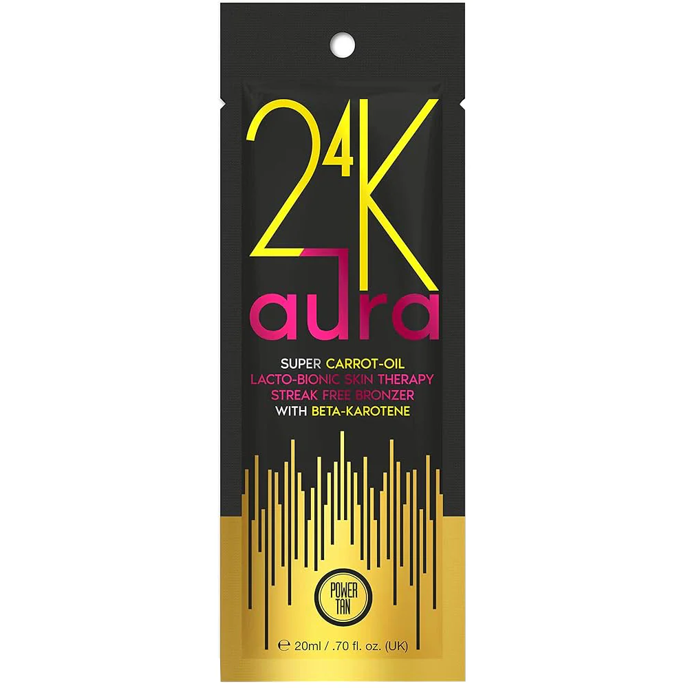 Power Tan 24K Aura Super Carrot Oil Streak Free Bronzer Tanning Accelerator Sachet 20ml