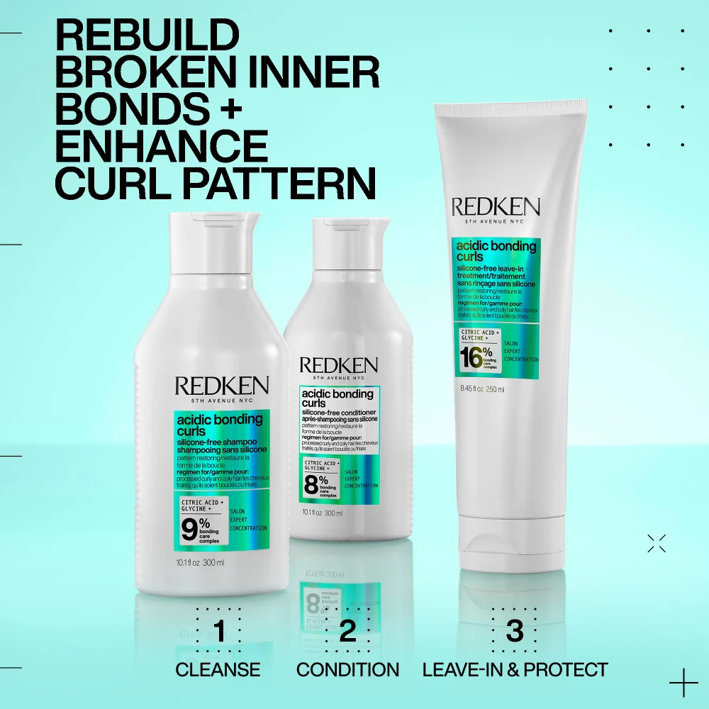 Redken Acidic Bonding Curls Silicone-Free Shampoo 300ml, Conditioner 300ml & Leave-In Treatment 250ml Trio - Image 10