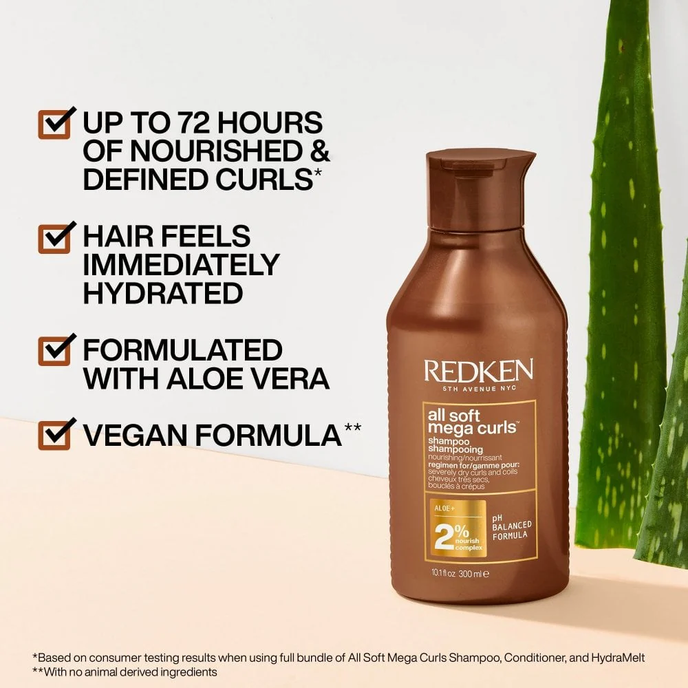 Redken All Soft Mega Curls Hydrating Shampoo 300ml - Image 2