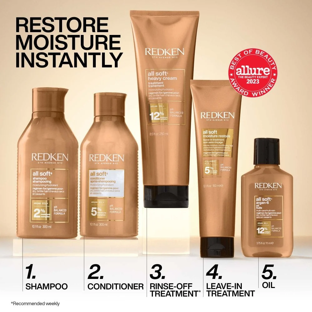 Redken All Soft Moisturising Shampoo 300ml, Conditioner 300ml + Mask 250ml Bundle - Image 2