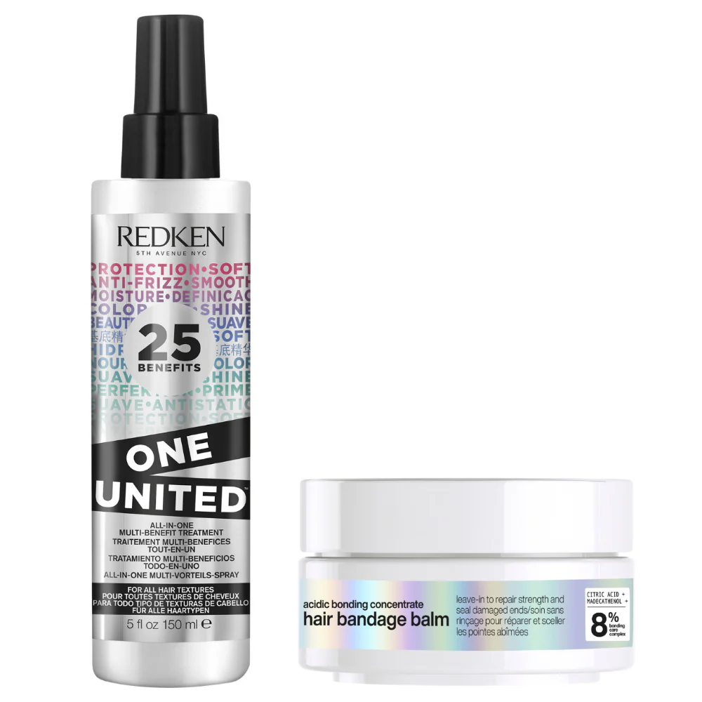 Redken One United Multi-Benefit Treatment 150ml & Acidic Bonding Concentrate Hair Bandage Balm 75ml Twin