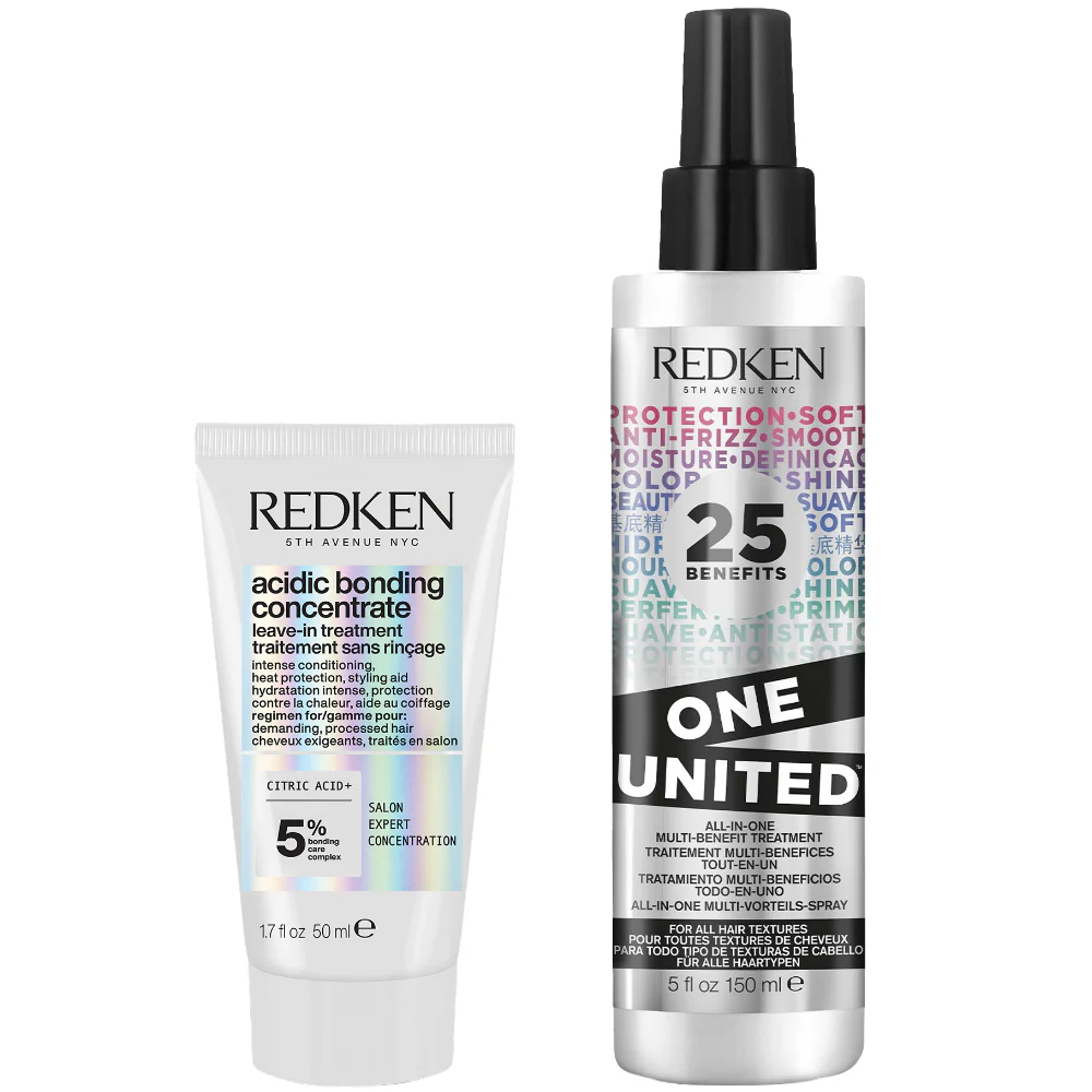 Redken One United Multi-Benefit Treatment 150ml & Acidic Bonding Concentrate Leave-In Treatment 50ml Twin