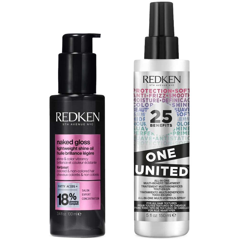 Redken One United Multi-Benefit Treatment 150ml & Redken Acidic Colour Gloss Naked Gloss Shine Oil 100ml Twin