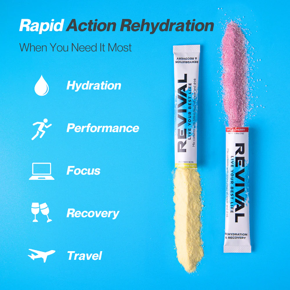 Revival Lemon & Lime Rehydration & Recovery Electrolyte Drink Mix x12 - Image 4