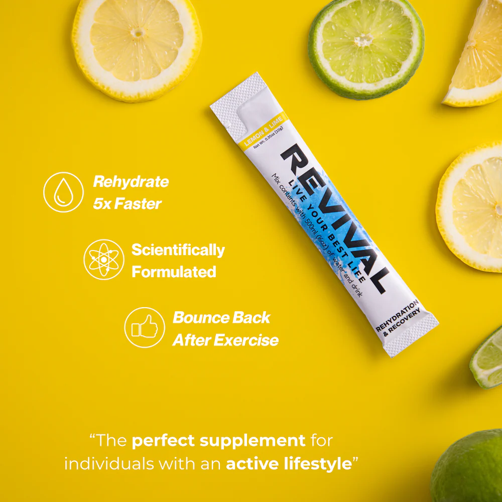 Revival Lemon & Lime Rehydration & Recovery Electrolyte Drink Mix x12 - Image 5