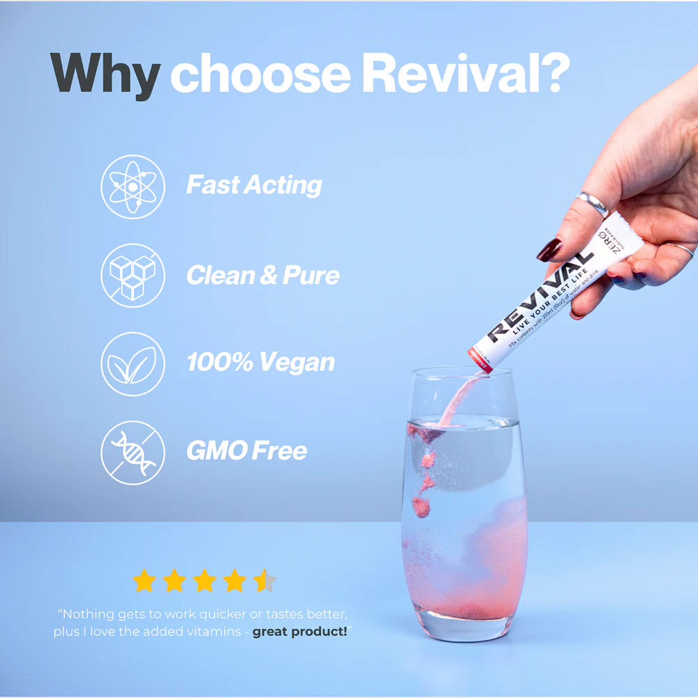 Revival Zero Sugar Apple & Blackcurrant Rehydration & Recovery Electrolyte Drink Mix x14 - Image 6