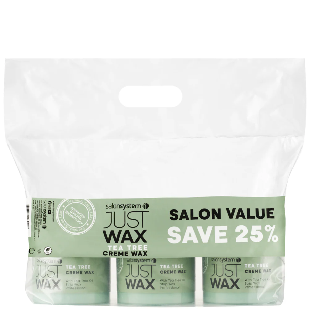 Salon System Just Wax Tea Tree Creme Wax Trio Pack 3 x 450g
