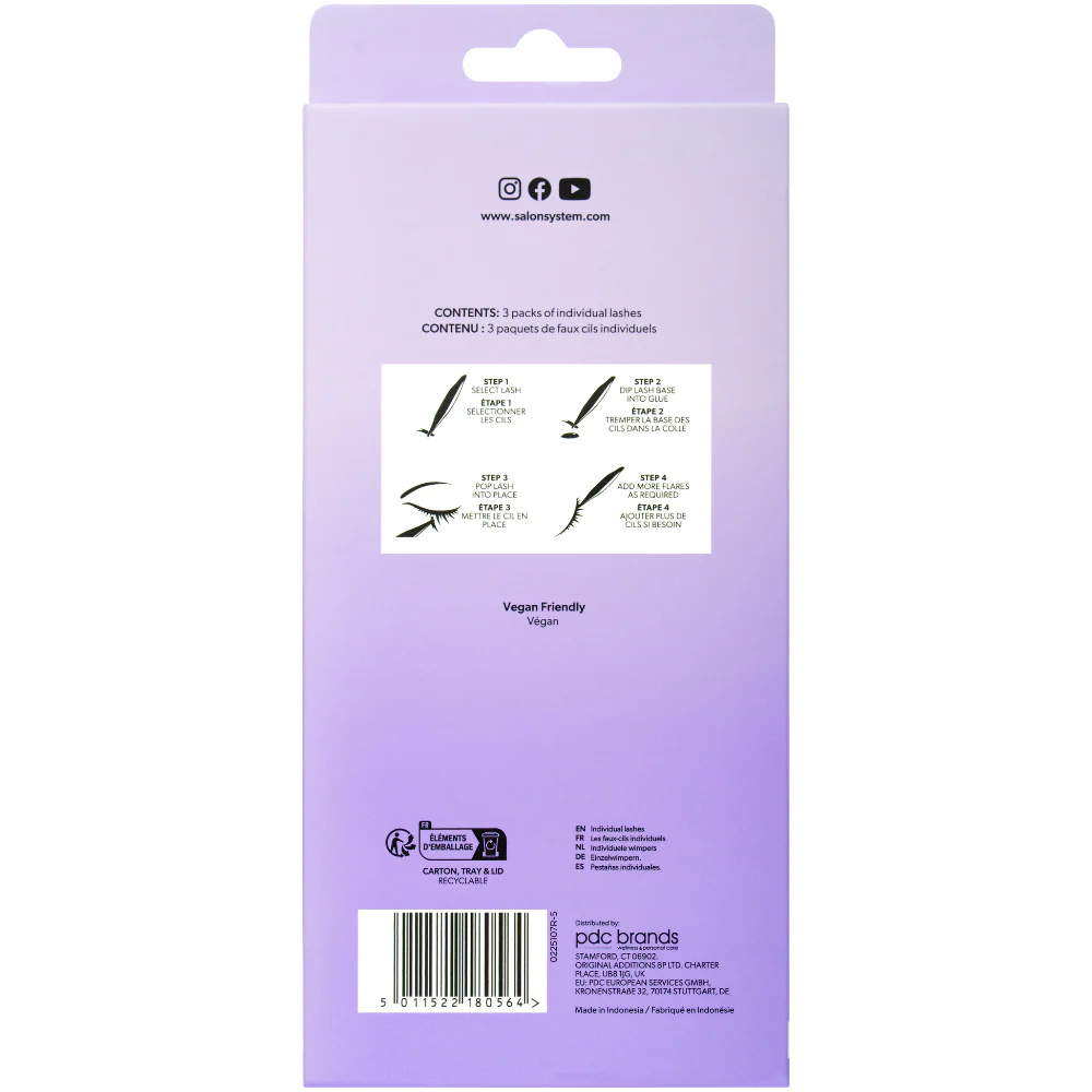Salon System Naturalash Individual Lashes Black Medium 3 Pack - Image 2