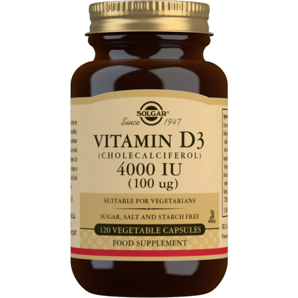 Solgar Vitamin D3 Cholecalciferol 4000 IU 100 µg 120 Vegetable Capsules